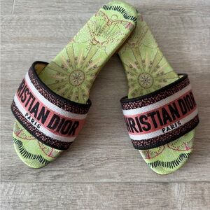 Christian Dior Dway Embroidered Slides Sandals Sz 39